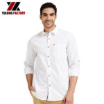 Button Down Long Sleeve Cotton White Shirt For Men