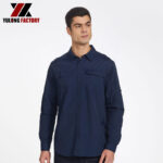 Cotton Polyester Long Sleeve Dark Blue Shirt
