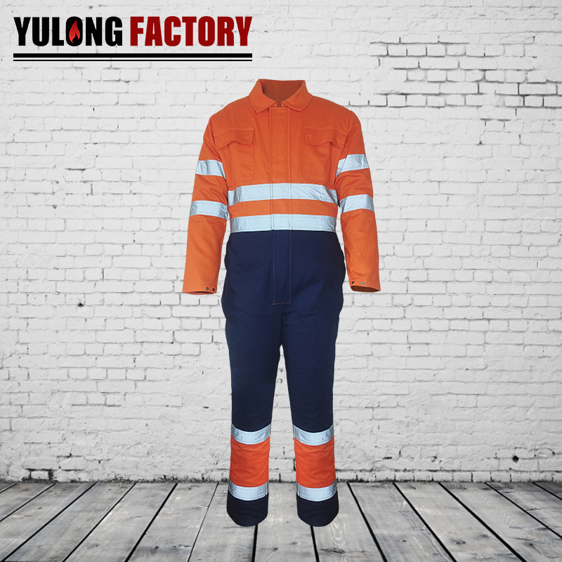 100% cotton winter fr reflective stripe coverall