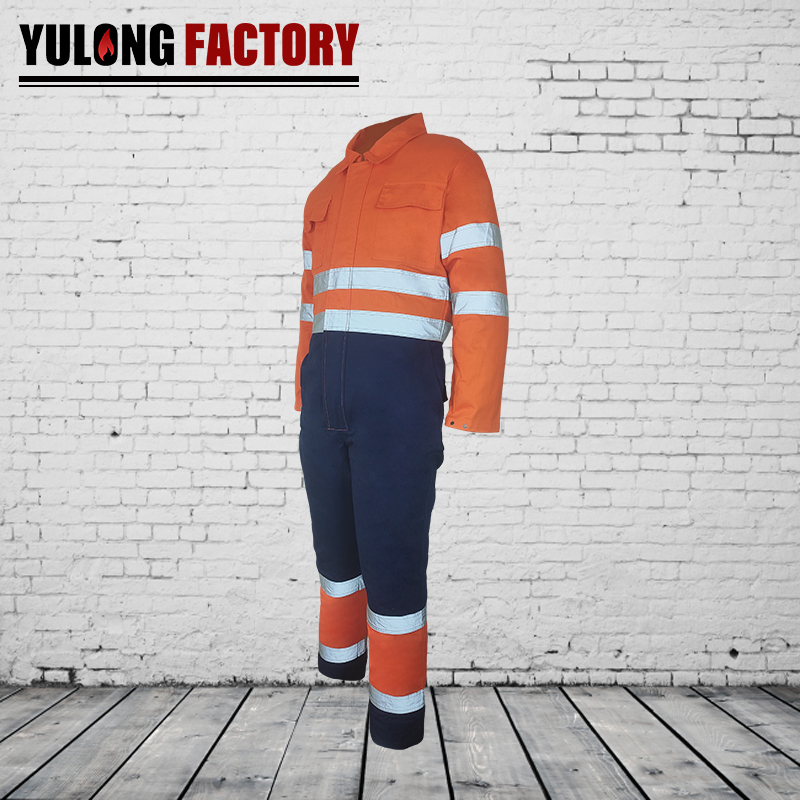 100% cotton winter fr reflective stripe coverall