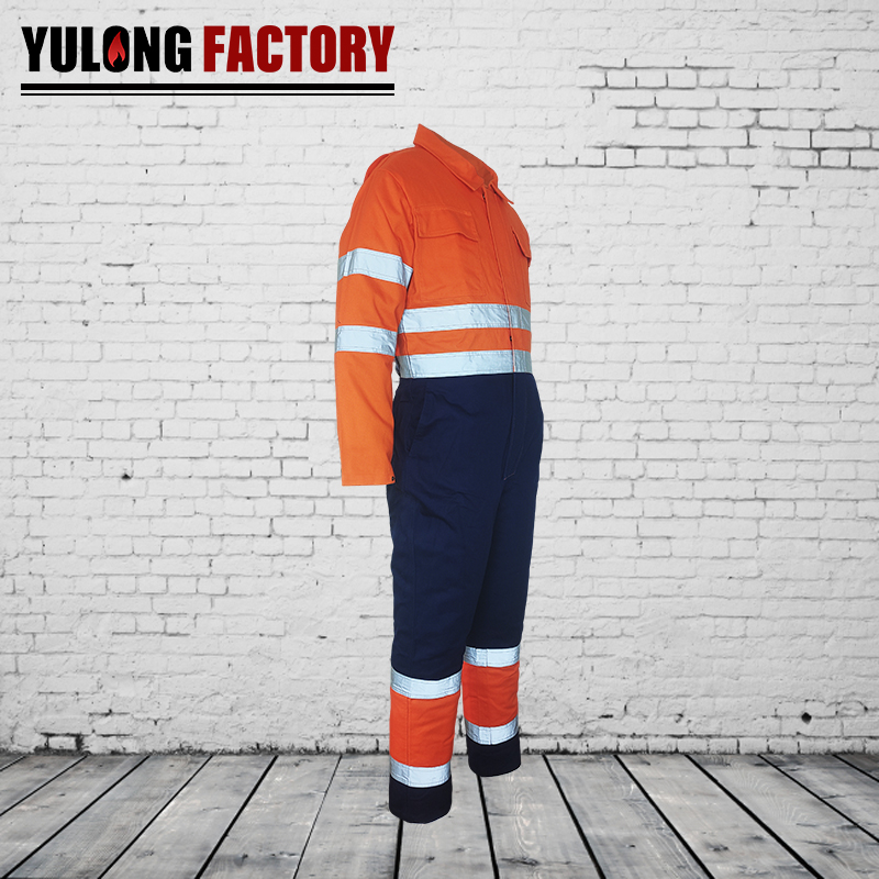 100% cotton winter fr reflective stripe coverall